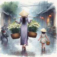 Tháng Tư. hoa loa kèn & bóng mẹ